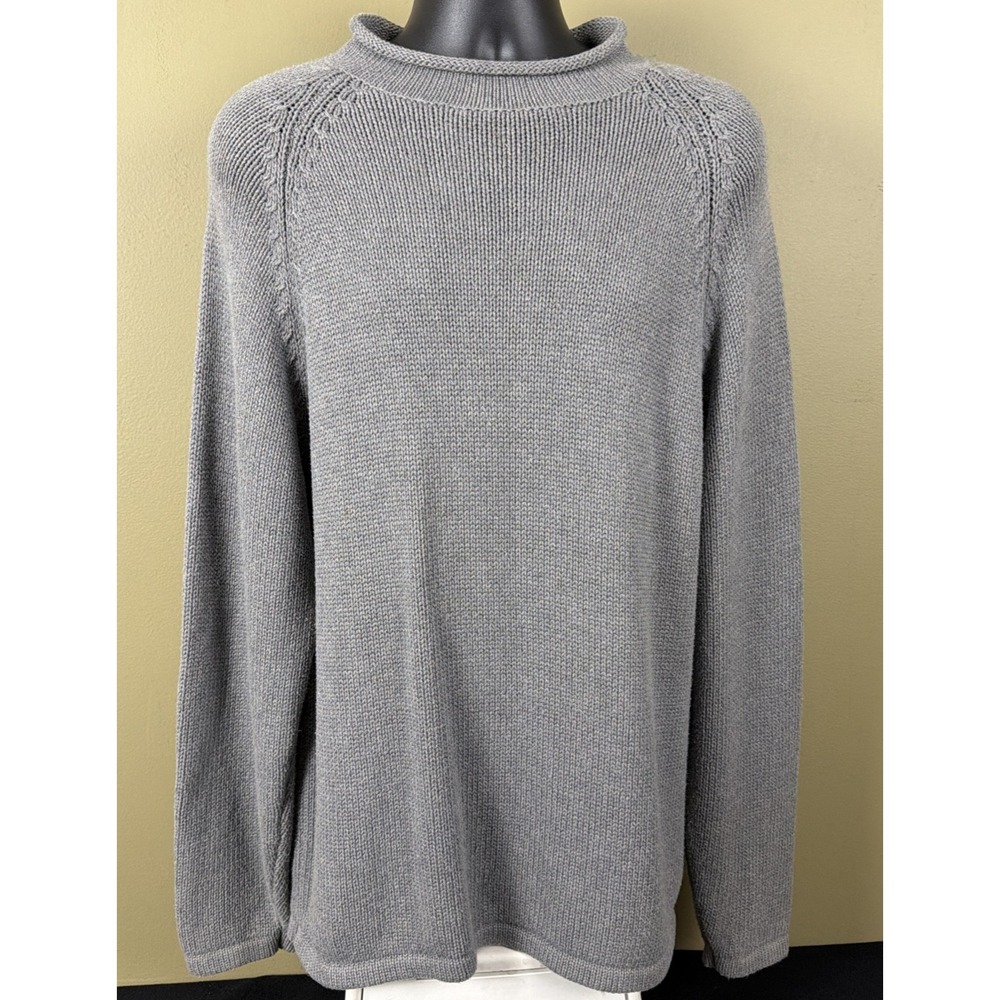 Vintage J.Crew 100% Cotton Rollneck Sweater Men's Gray XL 90's Y2K Preppy